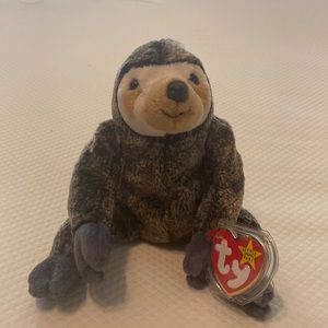 Ty Beanie Baby Collectible Toy Animal Gray Black Slowpoke Sloth with Tag